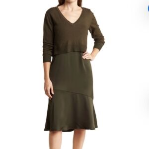 Sam Edelman Slipdress with V-Neck Sweater